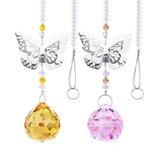 H& D 30 мм ручной работы бабочка хрустальный шар призмы Радуга производитель Висячие Suncatcher дома Свадебные украшения сувениры Подарки Для Семьи
