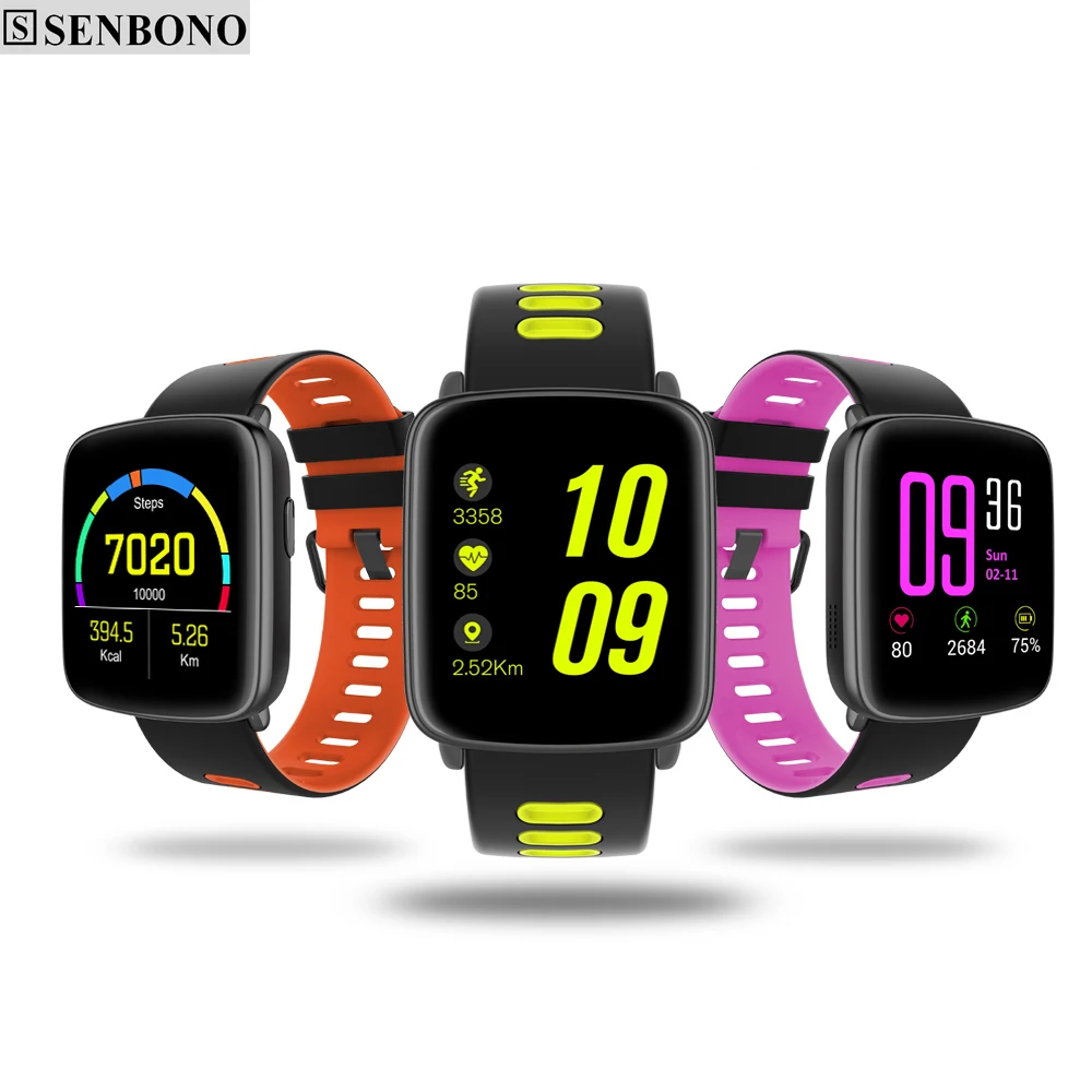 SENBONO fitness tracker GV68 smart watch support waterproof IP68 heart rate message call reminder for ios android | Электроника