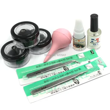 

False Individual Extension Black Eyelash Graft Lash Glue Remover Tweezer Kit