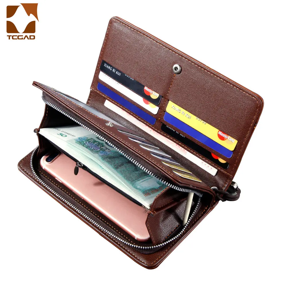 Men's Genuine Leather Wallet Male Clutch Bags Long Purse For Men's Wallets  Double Zip Mens Purse Card Holder Men Money Bags | Fruugo BH