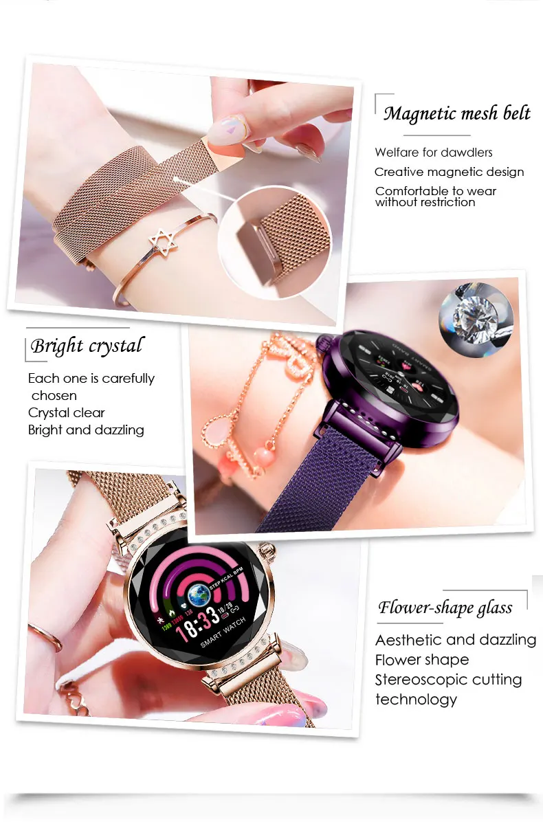 696 New Arrival Smart Watch Women Fashion Bracelet With Heart Rate Monitor Pedometer Fitness Tracker Smartwatch for IOS Androd