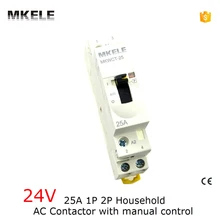2P 2NO din-рейка AC контактор для дома 24V 25A с ручным управлением контактор