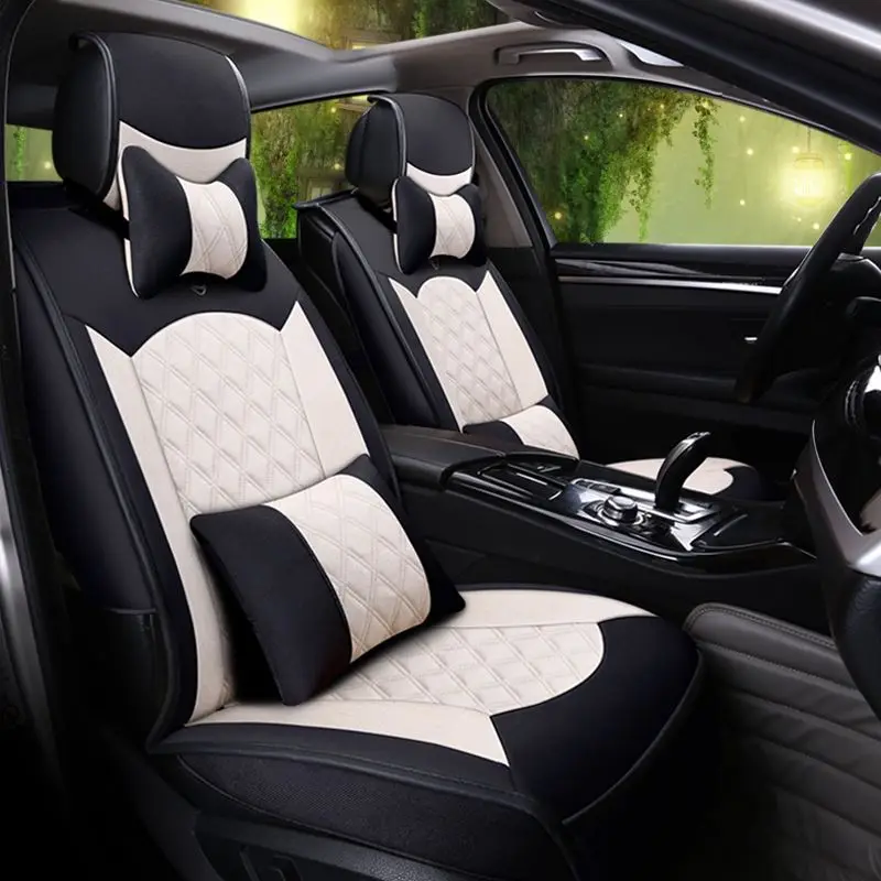 brand fashion high quality linen white universal car seat cover setin