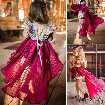 

PUDCOCO Newest Toddler Baby Girls Sleeveless Dress Party Princess Floral Pageant Sundress Tuxedo Dresses