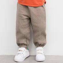 Для новорожденных одежда для малышей Дети девушка мальчика хлопок жатый шаровары брюки леггинсы зеленый белый От 0 до 4 лет