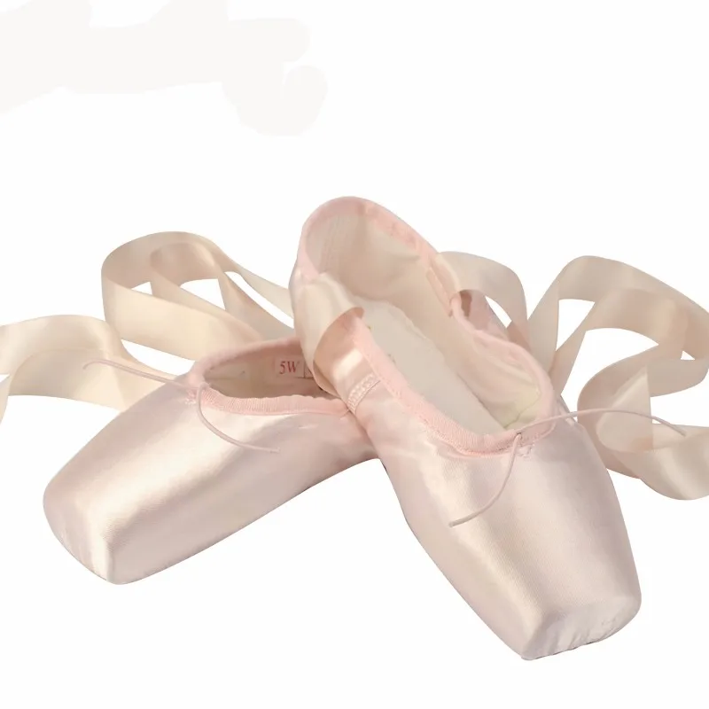 Профессиональная танцевальная обувь; парусиновая атласная обувь с пуантами; розовые балетки для женщин и девушек; размеры FR29-FR43;