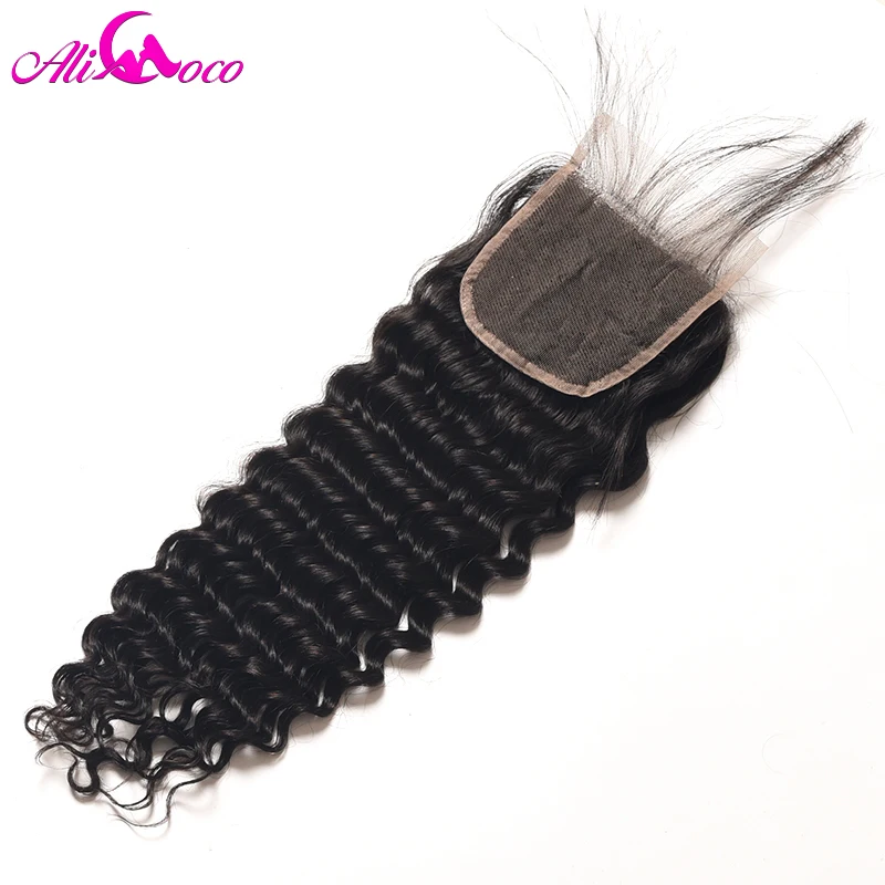Ali Coco Brazilian Deep Wave 3 Bundles With Closure 100% Human Hair Bundles With Baby Closure 4*4 Non Remy Hair Extensions Ali Coco Brazilian Deep Wave 3 Bundles With Closure 100% Human Hair Bundles With Baby Closure 4*4 Non Remy Hair Extensions