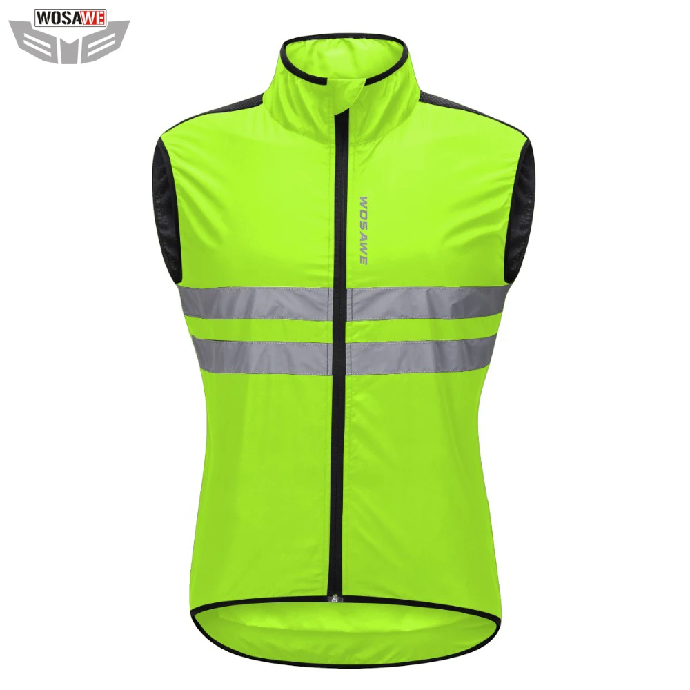 

WOSAWE Motorcycles Reflective Jacket High Visibility Sleeveless Safety jacket Windproof off Road Night Riding Vest Breathable