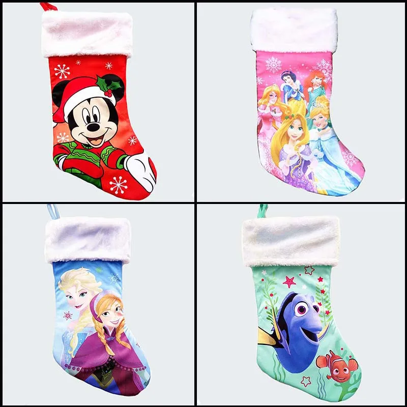 

41cm/16 inch Plush stain large christmas stockings minnie mouse anna elsa nemo kid xmas stocking children candy bags