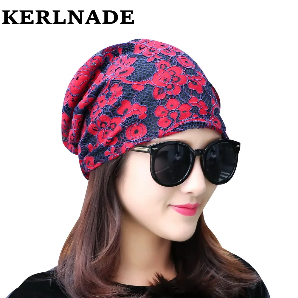 

girl women brand beanies hat designer lace rhinestone floral style luxury skullies spring summer autumn winter hats for woman