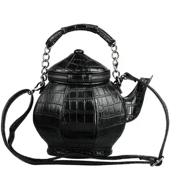 

FGGS-Funny Gothic Purse Teapot Shaped Crossbody Handbag Top-Handle Tote Women'S Shoulder Bags