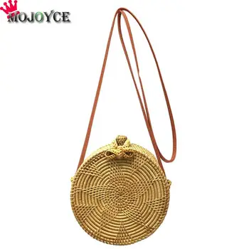 

2018 Circle Straw Bags Crossbody bag for Women Summer Bohemian Vintage Retro Rattan Bag Small Beach Messenger bag