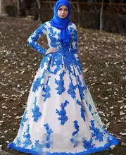 High Quality High Neck Muslim Evening Dresses with hijab Elegant Ball Gown lace appliques Prom Dresses vestido de festa