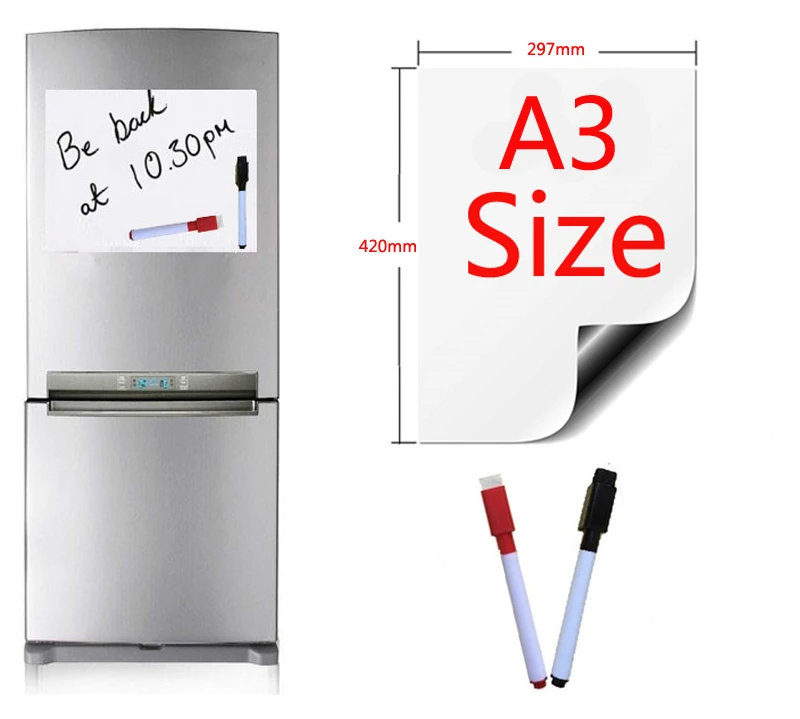 A3 Размер Магнитная белая доска магниты на холодильник сухая салфетка белая доска записная доска магнитные маркеры ластик - Цвет: A3-2pen