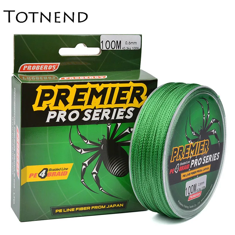 

TOTNEND 4 Braid 100 Meters PE Line Fishing Line Pull Strong Braid Line Fishing Gear