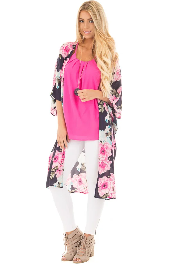 OMCHION-Plus-Size-3XL-2019-V-Neck-Batwing-Sleeve-Long-Kimono-Casual-Floral-Print-Chiffon-Blouse