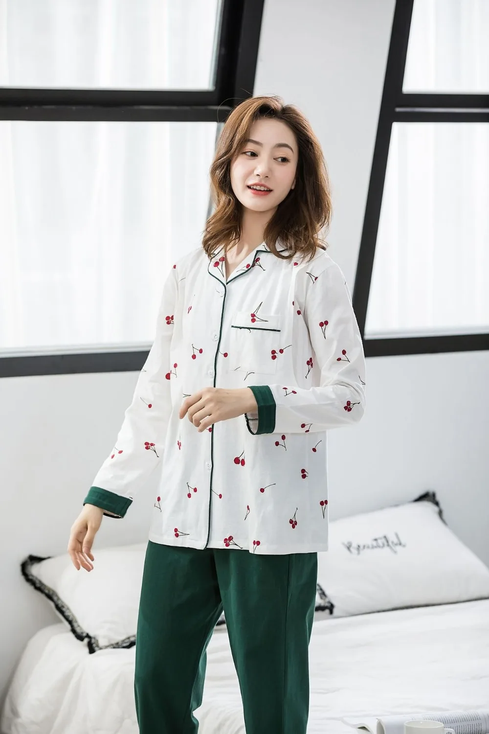 Для женщин Беременность пижамы для беременных, с длинным рукавом хлопковое ночное белье Пижама для беременных Комплекты одежды ночная
