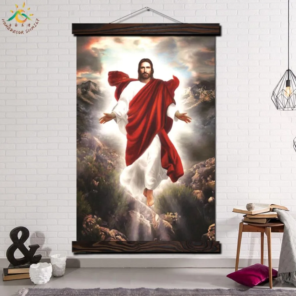 

King Jesus Come Vintage Posters and Prints Scroll Painting Canvas Wall Art Pictures Framed Painting Home Decoration