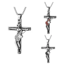 Французский рокер, ожерелье с кулоном в виде креста для гитары, кулон из нержавеющей стали, плавающий медальон, христианское распятие, мужские ювелирные изделия