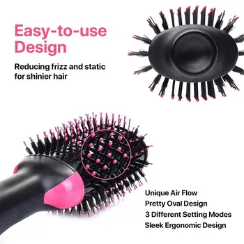 

Hair Dryer and Volumizer One Step Curling Oval Brush Design with Mixed Bristles