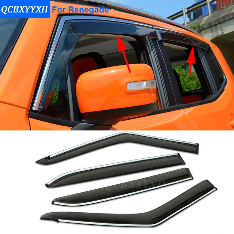4pcs/lot Car Awning Shelter Window Visor For Jeep Grand Cherokee Renegade Cherokee 2010-2017 Sun Rain Shield Cover car-window-covers-for-sun