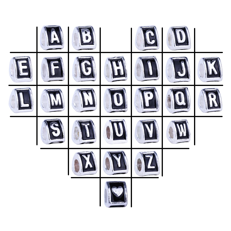 

2019 New 26 English alphabet Letters & Heart Triangle Bead Fit Original Pandora Charms Bracelet Jewelry For Women & Men