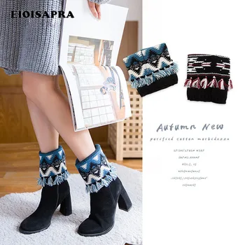 

[COSPLACOOL]Ethnic Style Geometric Socks Women Shoe Cover Knitting Socks Leg Warmers Boot Cover Sokken Elastic Calcetines Mujer