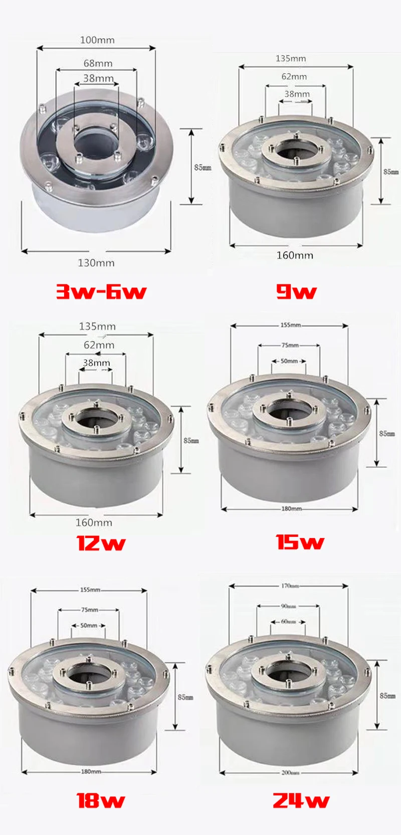 СВЕТОДИОДНЫЙ Свет Фонтана 6 w 9 w 12 w 18 w бассейн светодиодный свет Бесплатная AC12V AC24V подводные фонари фонтаны Водонепроницаемый Ip68