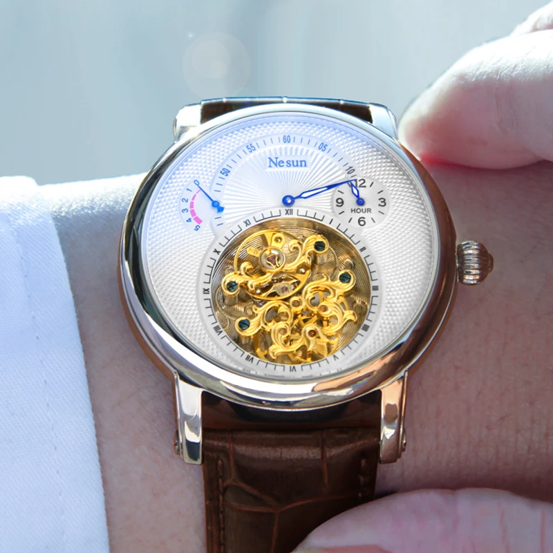 

Switzerland Luxury Brand Nesun Hollow Tourbillon Watch Men Automatic Mechanical Men's Watches Sapphire Waterproof clock