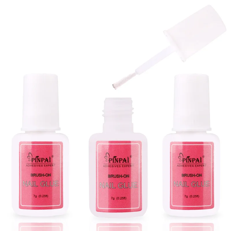 

7g Fast Drying Nail Glue for False s Glitter Acrylic Decoration with Brush Tips Design Faux Ongle Care Tools