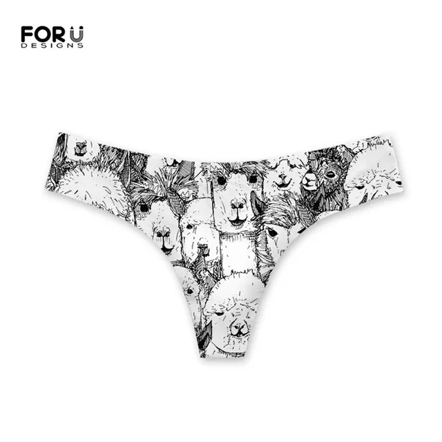 HMG737AY FORUDESIGNS/Alpacas, вишневый жемчуг, цветные принты, Женские сексуальные стринги, повседневное нижнее белье, бесшовные, бесследные, ультра тонкие стринги, женские - Цвет: HMG737AY