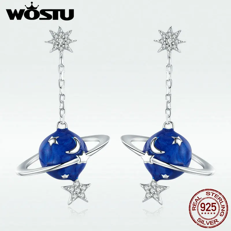 

WOSTU New Design 925 Sterling Silver Secret Planet Drop Earrings For Women Anniversary Party Unique Original Jewelry Gift DAE016