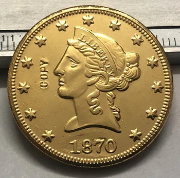 

1870 United States Liberty Head (Motto on Reverse) $10 Gold Copy Coin (Choose any one mint P & S & O)
