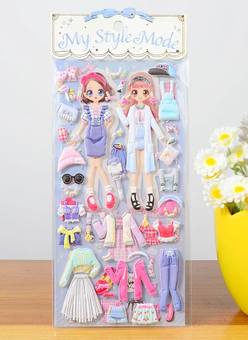 8 листов стикеров s kawaii стикеров книга ноутбук одеваются милые девушки 3D стикеров s детские игрушки pegatinas для детей девочка подарки