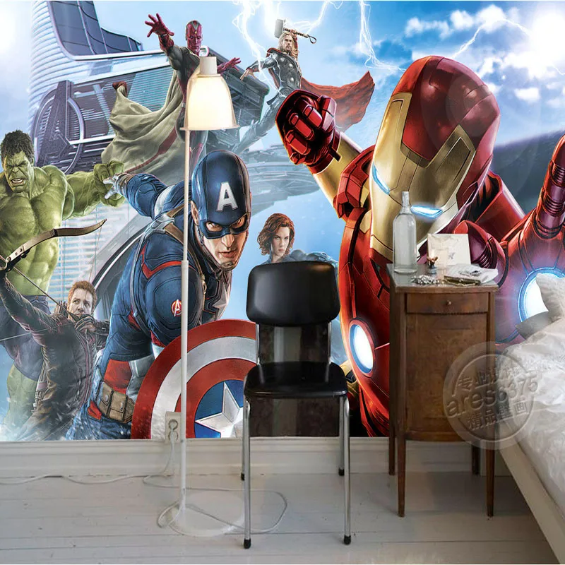 Us 1754 35 Di Scontoavengers Ragazzi Bedroom Foto Wallpaper 3d Personalizzato Murales Marvel Comics Carta Da Parati Per Bambini Room Interior