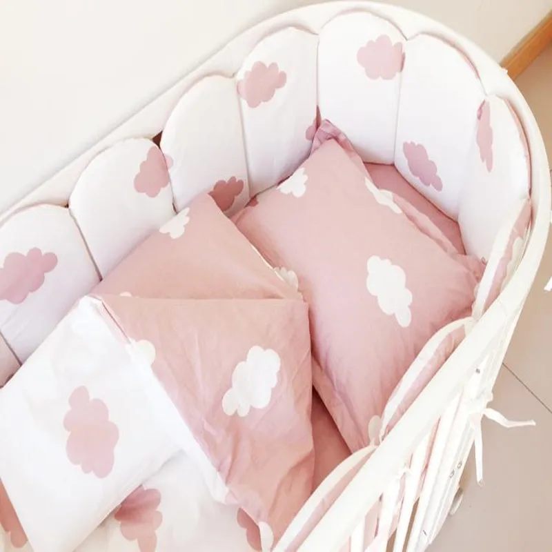 

Baby Bedding Set Bumper 100% Cotton Washable Cot Bumper Newborns Quilt Cover Flat Sheet Pillow Case Baby Bed Bedding Crib120*60