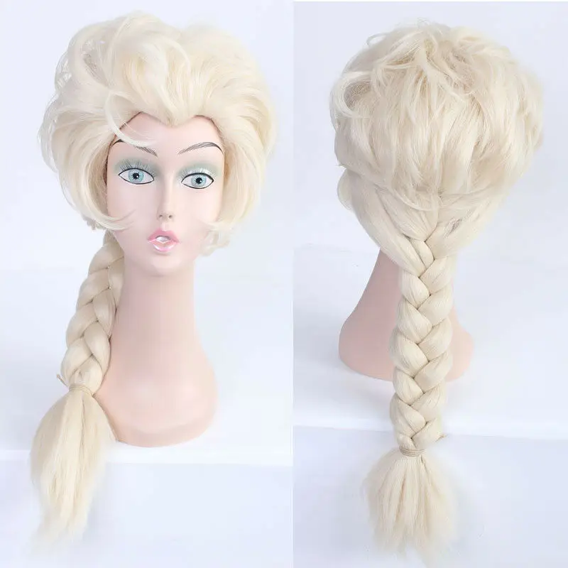 

Elsa Wig Princess Platinum Blonde Braids Heat Resistant Synthetic Hair Cosplay Wigs + Wig Cap