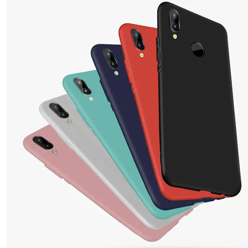 Tanie Dla Huawei Y9 2019 skrzynki pokrywa Solid Color miękka TPU silikonowa tylna