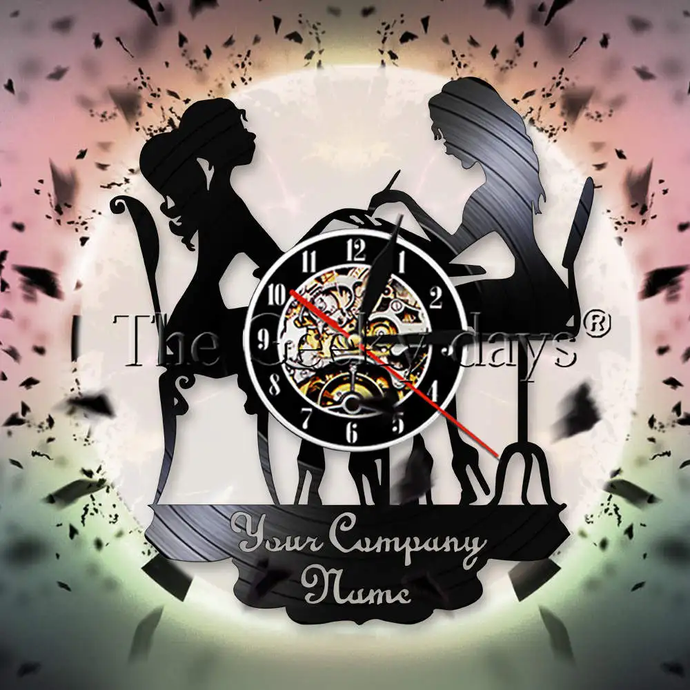 

Custom Spa Salon Bussiness Decorative Wall Clock Nail Salon Personised Your Name Vinyl Record Wall Clock Watch Polish Fashion