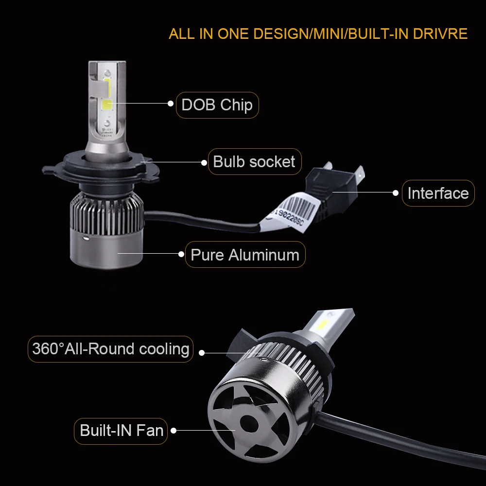 2 шт. головной светильник h4 led H1 H3 H7 H11 9005 9006 hb3 hb4 9012 светодиодные автомобильные