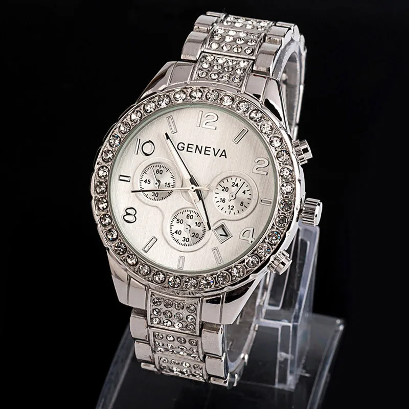 Hot Design Steel Strip Women Wathes Luxury Rhinestone Crystal Dress Quartz Wrist Watches Laides Gift Clock Relogio Feminino#B