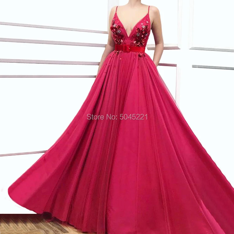 Custom Made Sleeveless V-Neck Formal Evening Dresses Flowers Beading Dubai Party Gowns Kaftans 2019 Turkish Islamic Prom | Свадьбы и