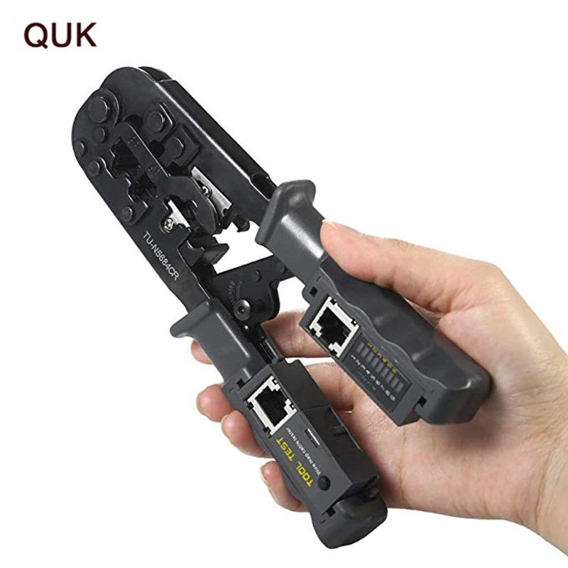 

QUK 2in1 Multitool Wire Crimp Crimping Tool Testing Pliers RJ11 RJ12 RJ45 Cable Crimper Wire Cutter Tester Wire Stripper