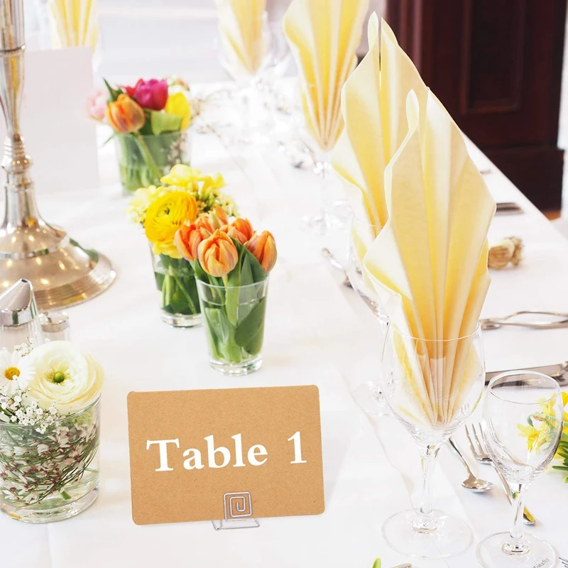 20 Pieces Wire Place Card Holder Metal Card Holder Stand Wedding Name Place Holder for Weddings,Dinner Parties,Food Signs Silv