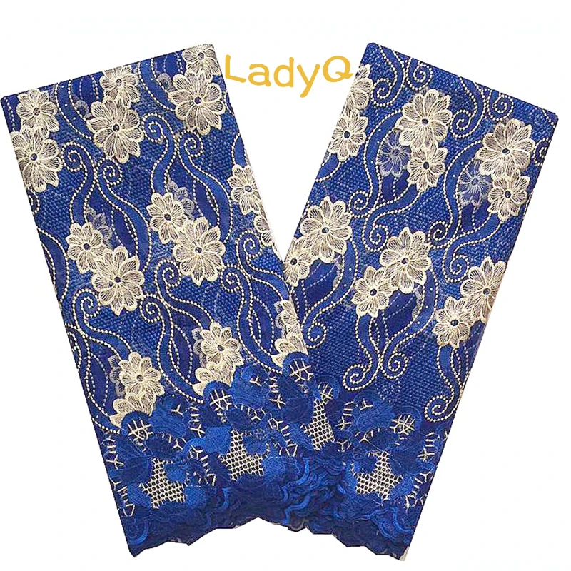 

LadyQ Royal Blue African Fabric 2018 High Quality Lace 51-52 Inch Gold Lace Fabric Lilac Big Beaded White African Lace Fabrics