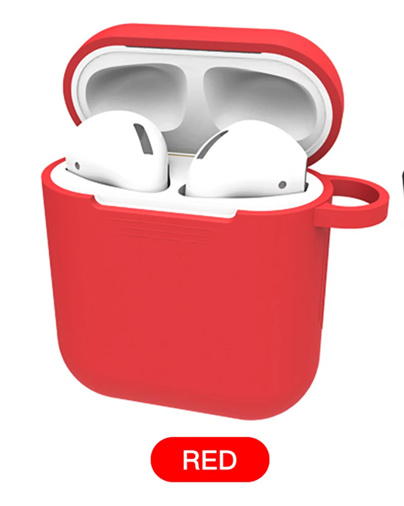 Чехлы для наушников для Apple AirPods, силиконовый чехол, беспроводной Bluetooth Air Pods, мягкий чехол для наушников, защитный чехол, Fundas - Цвет: Red