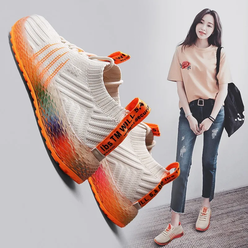 

Woman Chunky Sneakers Platform Shoes Casual Shoes Women Fashion Summer Breathable Shallow Socks Shoes