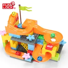 Funlock Duplo Marble Race Run Slide Construction Building Blocks Set for kids Learning Educational Toys Bricks