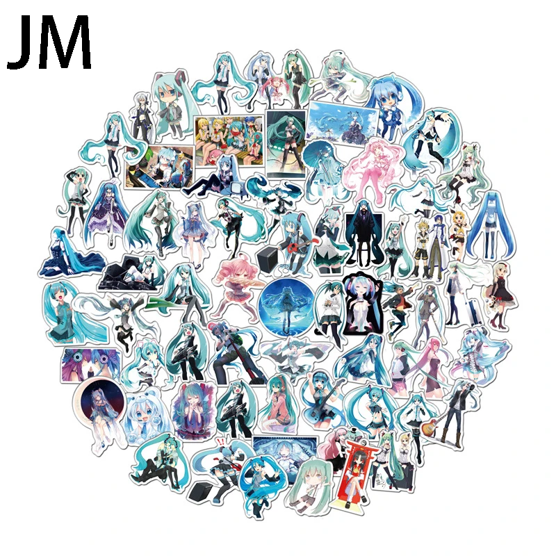 

100Pcs/NewHatsune Miku Cartoon Waterproof DIY Decals Sticker for Fridge Suitcase Stationery Developer Decor