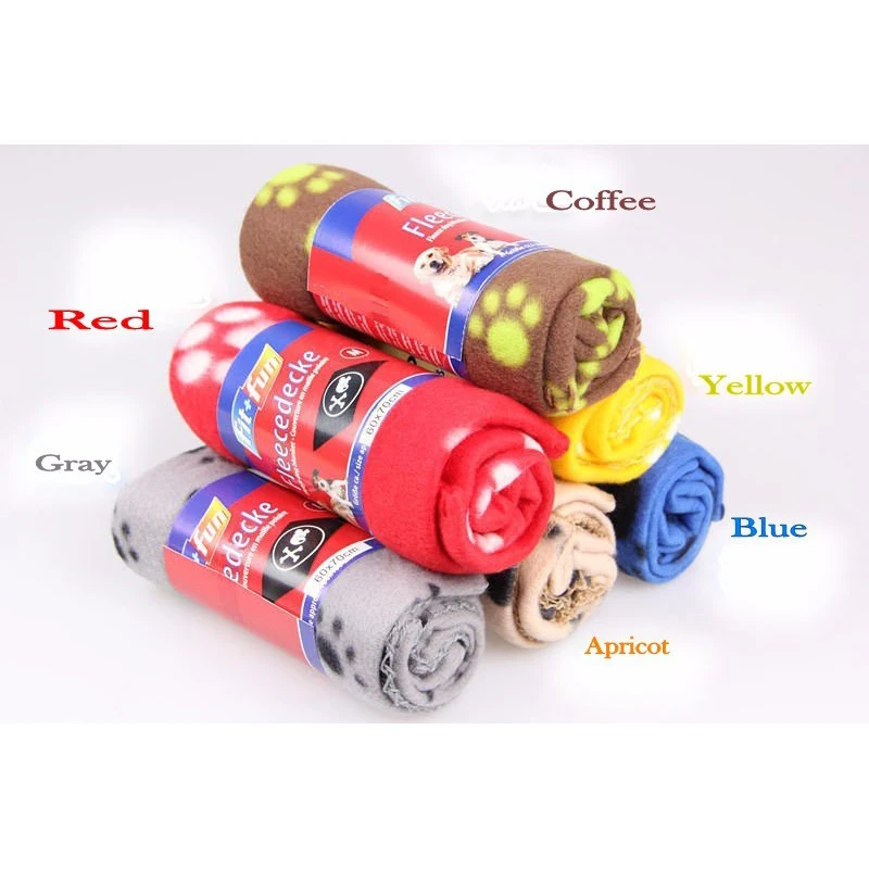 

60cmx70cm Pet Dog Cat Puppy Hamsters Soft Fleece Warm Pet Blanket Sleeping Bed Cover Mat Paw Print Blanket Quilt